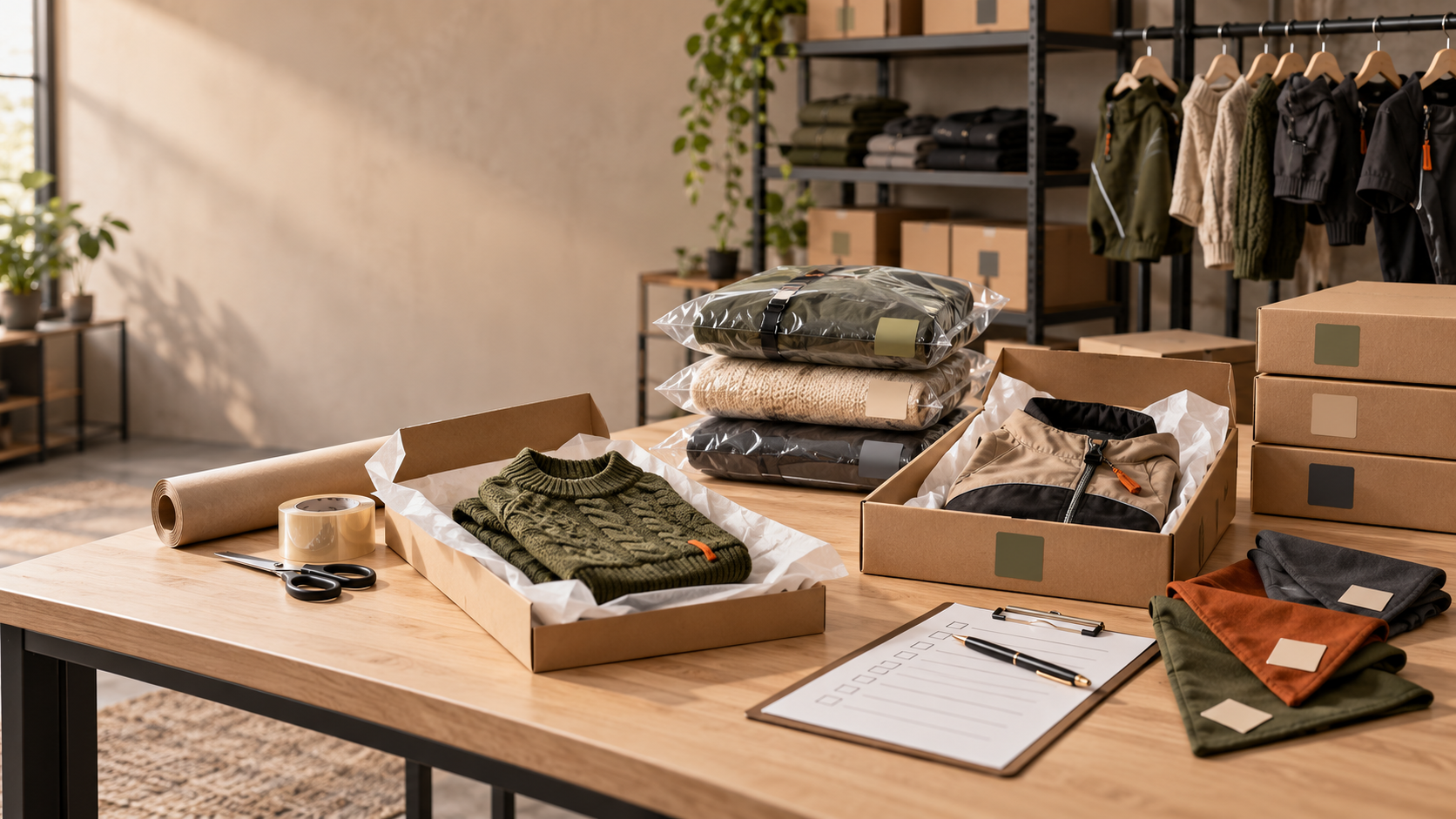 Pet apparel packaging and fulfillment desk
